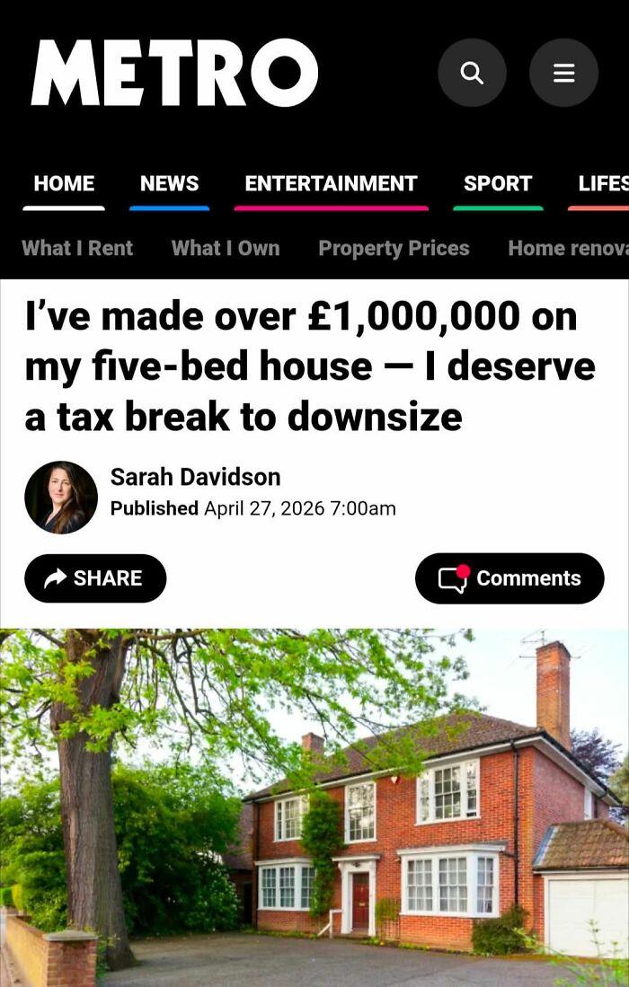 Metro article headline about tax break for homeowner who made profit on five-bed house
