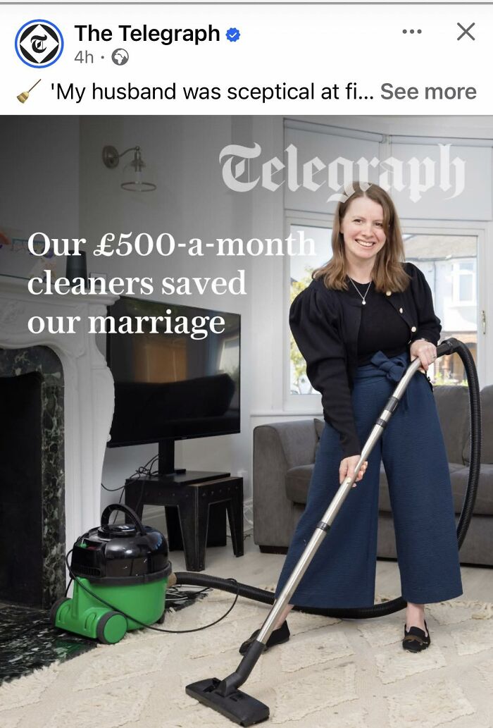 Woman with vacuum cleaner shares story of £500-a-month cleaners saving marriage