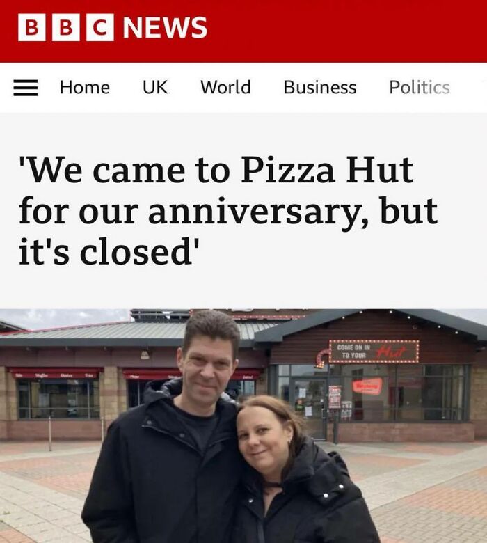 Couple disappointed Pizza Hut was closed on their anniversary