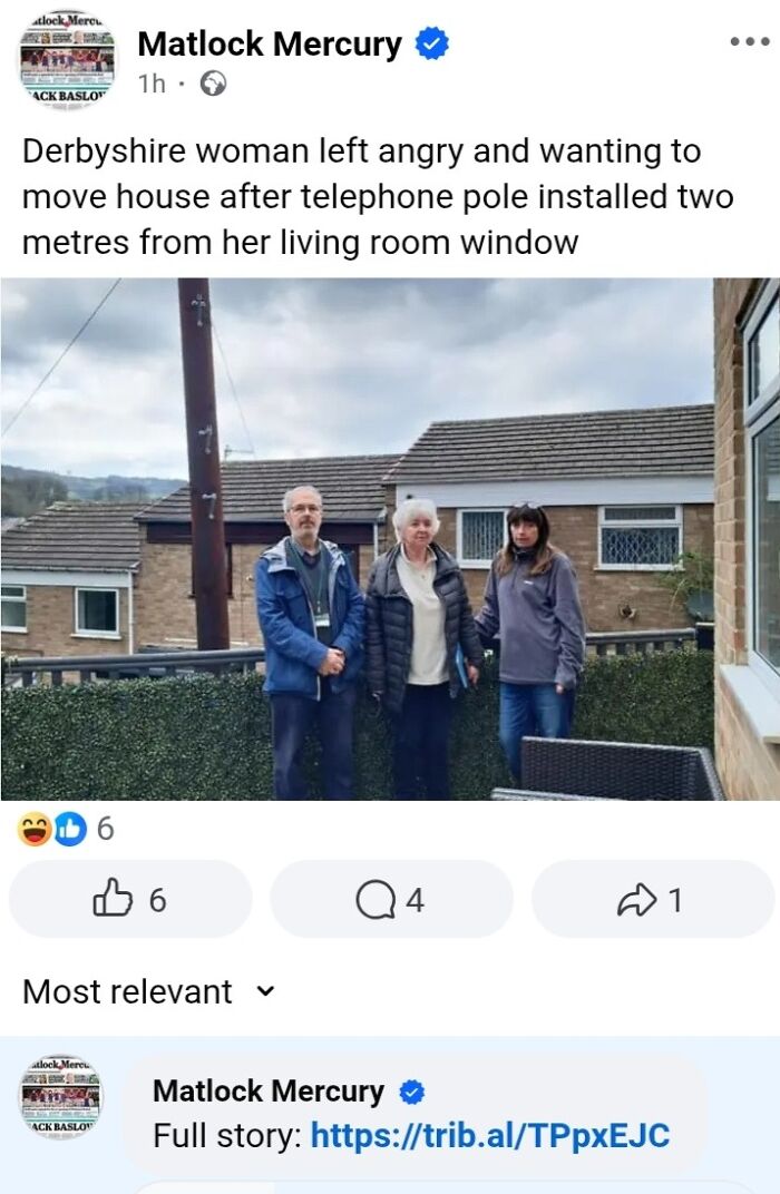 Derbyshire woman upset over telephone pole installed near window