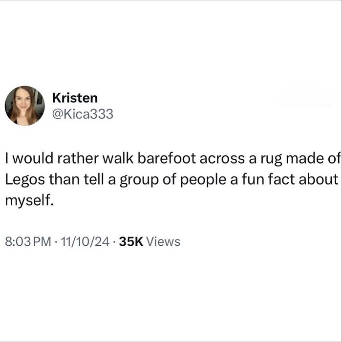 Funny post satirizing corporate life, a tweet about avoiding fun facts.