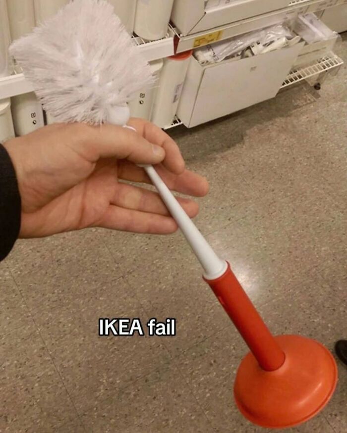 IKEA design fail with a toilet brush placed inside a plunger