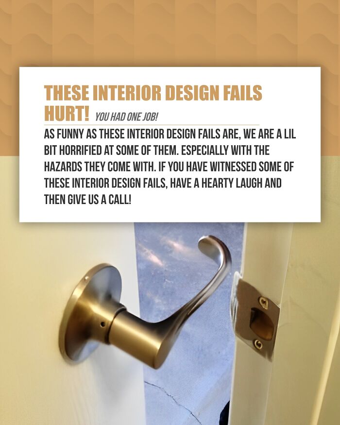 Interior design fail with door handle installed where it can't latch properly