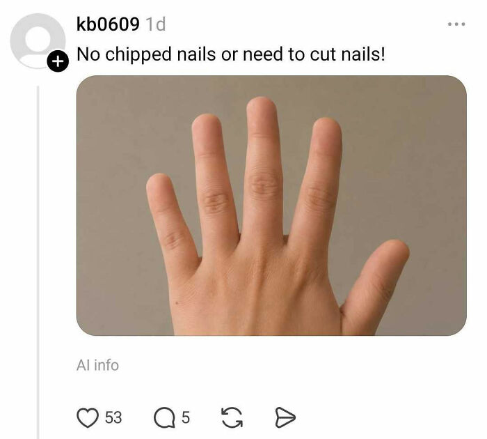 Human hand with clean, unchipped nails against neutral background