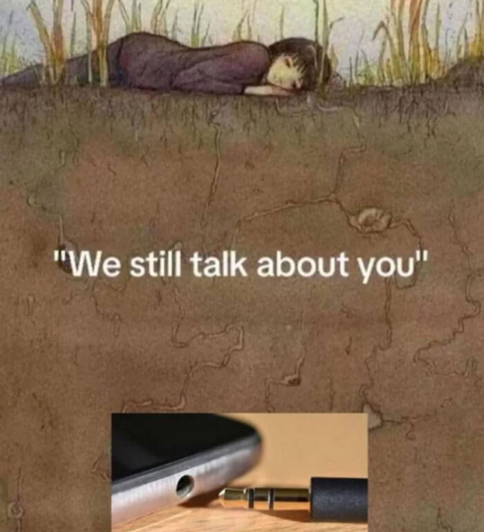 Emotional screenshot with a girl lying on ground and text we still talk about you