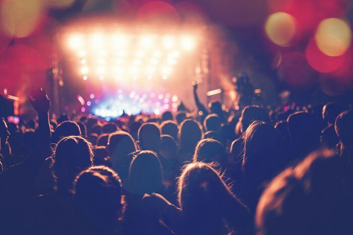Crowd at a concert enjoying immensely satisfying music and live entertainment