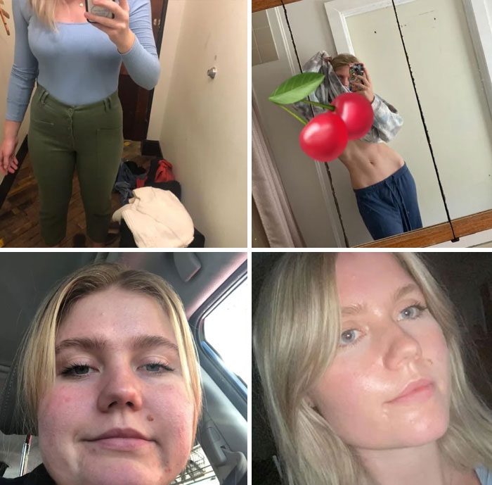 Collage of before and after images illustrating people who left everyone speechless at reunions.
