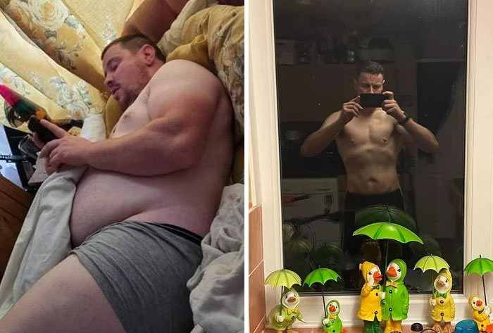 A man's incredible before and after transformation, from overweight to fit, surprising everyone at reunions.
