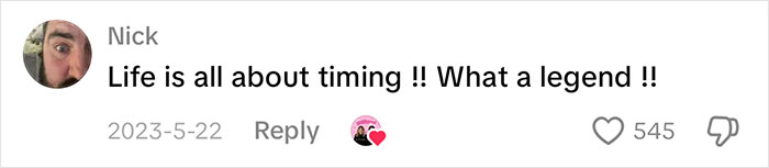 A comment praising the groom for exposing the bride cheating with best man: Life is all about timing !! What a legend !!