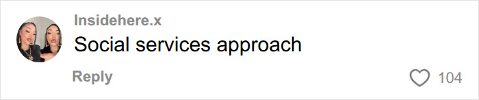 A comment suggesting 'Social services approach' for the Bonnie Blue baby shower after guest secrets were exposed.