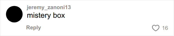 A user comment saying 'mistery box' in relation to Bonnie Blue's baby shower.