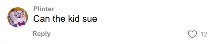 A comment asking if the child can sue after the Bonnie Blue's baby shower secrets were exposed.
