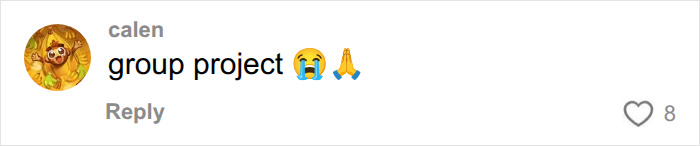 A comment stating 'group project' with crying and praying emojis about Bonnie Blue's baby shower.