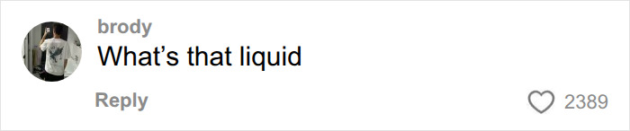 A comment asking, 'What's that liquid' regarding the Bonnie Blue's baby shower secrets.