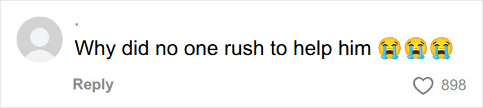 A social media comment asking, Why did no one rush to help him?, referring to Harry Styles collapsing onstage.