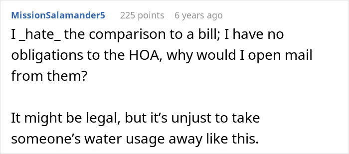 User complaint about HOA water access and bill comparison scam User complaint about HOA water access and bill comparison scam
