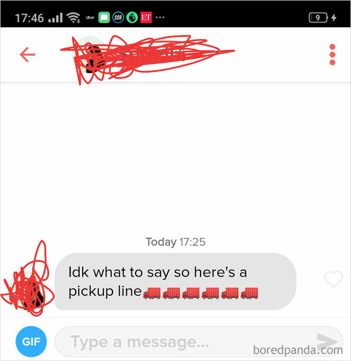 Screenshot of a wild message using a pickup line and multiple train emojis