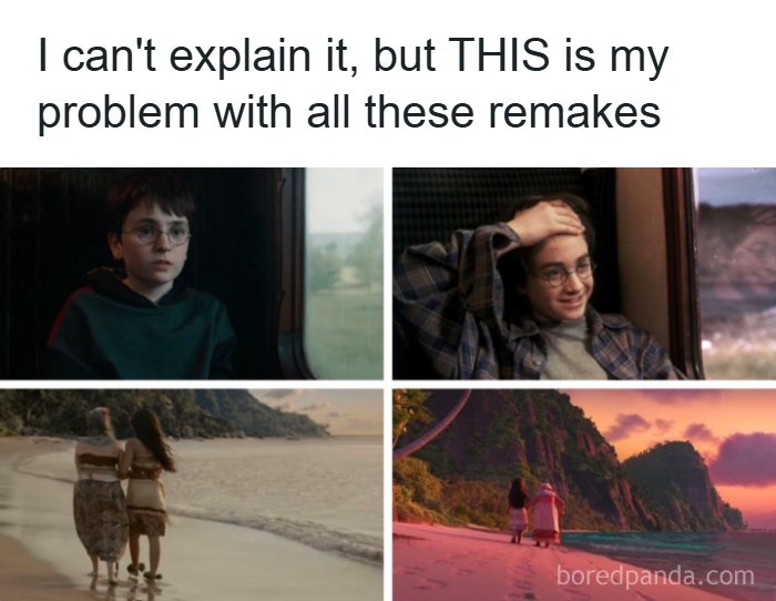 Nostalgic 1990s and 2000s movie remake scenes comparison meme