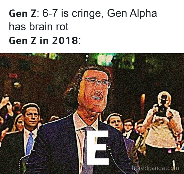 Meme depicting a distorted 'E' face representing Gen Z internet humor from 2018.