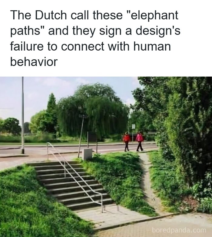Elephant paths in Dutch design show failure to match human behavior with nature