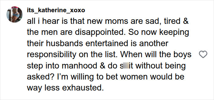 A psychologist asked dads about wives changes after kids: Its_katherine_xoxo comment on new moms and husbands responsibilities.