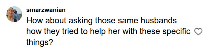 A psychologist asked dads about wives after having kids. A comment suggesting asking husbands how they helped.