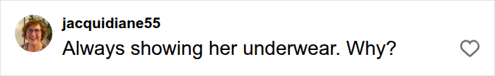 A social media comment reading Always showing her underwear. Why? regarding Madonna's wardrobe malfunction.