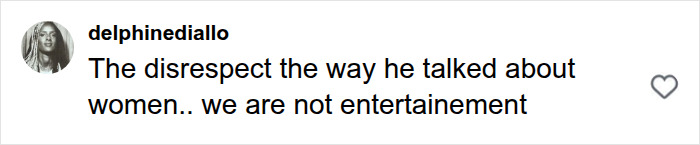 Comment criticizing disrespectful talk about women