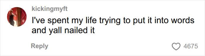 A social media comment from kickingmyft appreciating the articulation of the sadness trigger syndrome.