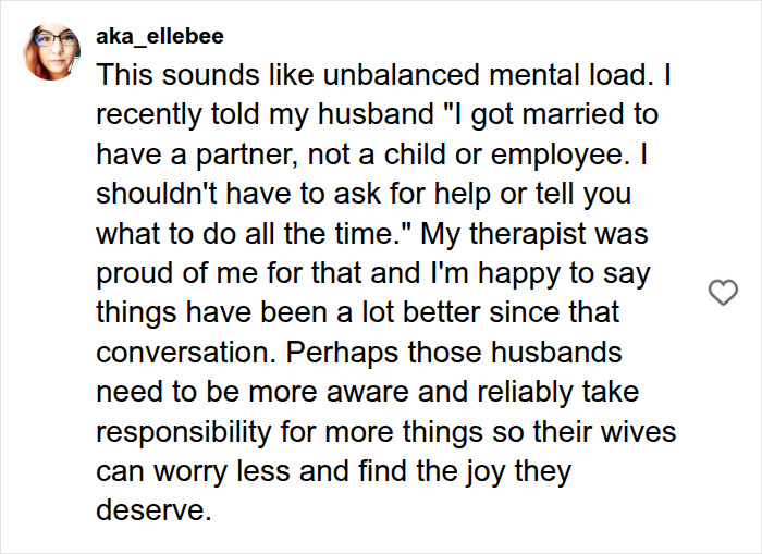 A psychologist asked dads about wives after having kids. A comment about unbalanced mental load and marriage as a partnership.