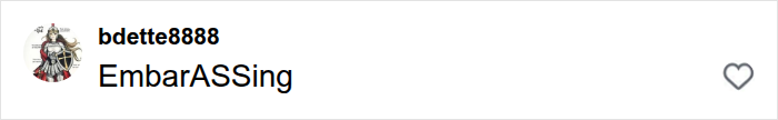 A social media comment on Madonna's wardrobe malfunction at Paris Fashion Week, simply stating EmbarASSsing.