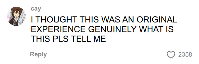 A social media comment from cay expressing shock about the sadness trigger syndrome not being an original experience.