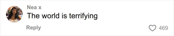 Comment stating the world is terrifying Comment stating the world is terrifying