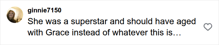 A social media comment about Madonna's wardrobe malfunction during Paris Fashion Week, suggesting she should have aged with grace.