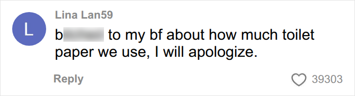 Comment confessing to boyfriend about toilet paper usage Comment confessing to boyfriend about toilet paper usage