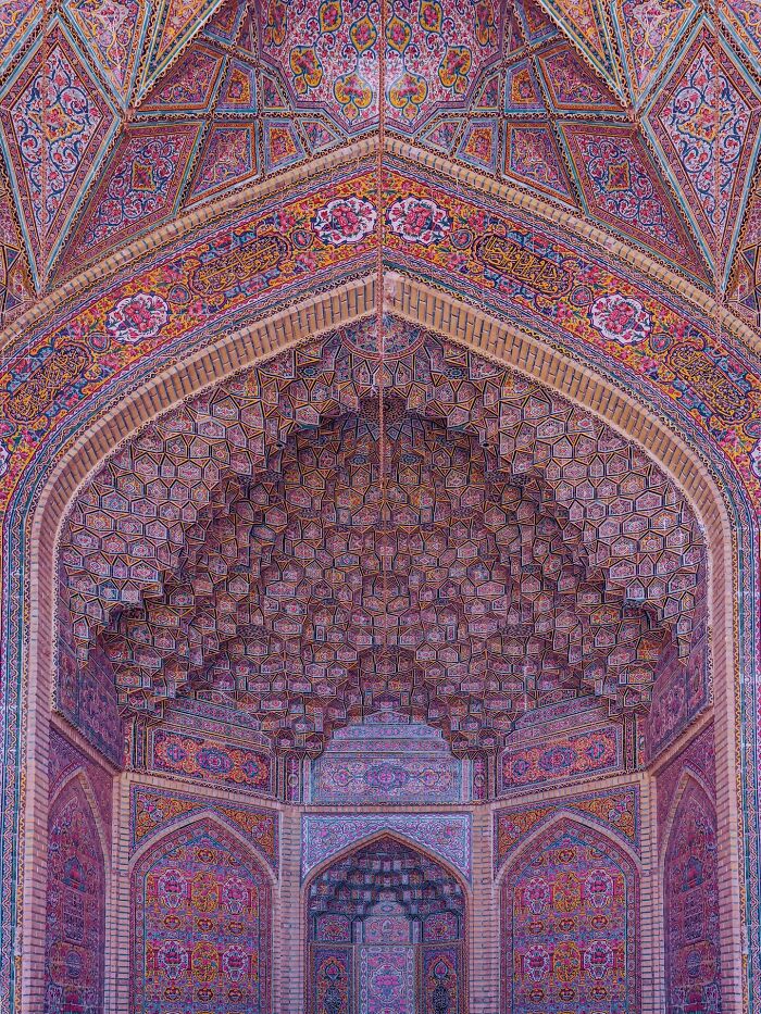 Intricate Persian ceiling and wall patterns with detailed geometric and floral designs