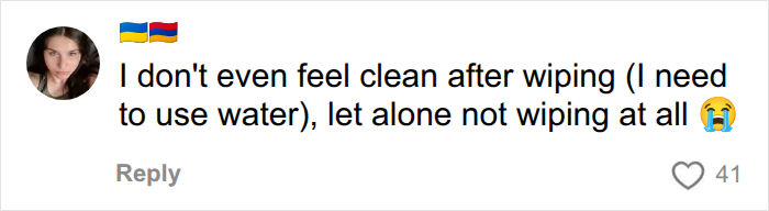 Person feeling unclean without using water after wiping Person feeling unclean without using water after wiping