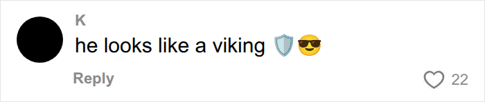 A social media comment from K comparing the Norwegian soccer star's hair to a viking, along with shield and sunglasses emojis. A social media comment from K comparing the Norwegian soccer star's hair to a viking, along with shield and sunglasses emojis.