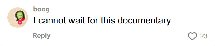 Comment expressing excitement for documentary on professional surgeon's story Comment expressing excitement for documentary on professional surgeon's story