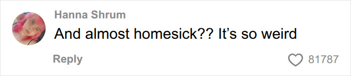 A social media comment from Hanna Shrum finding the sadness trigger phenomenon weird and almost homesick-inducing.
