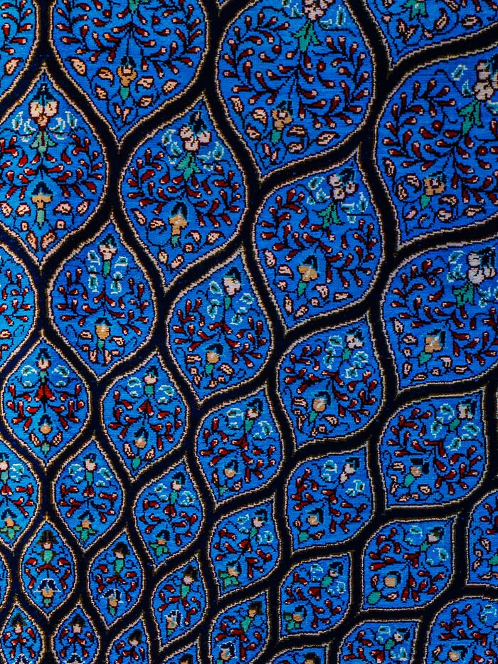 Blue Persian pattern with intricate floral and geometric designs