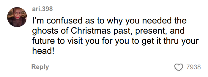 Comment confused why ghosts of Christmas were needed to explain boyfriend detail Comment confused why ghosts of Christmas were needed to explain boyfriend detail