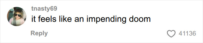 A social media comment from tNasty69 describing the sadness trigger as an impending doom.