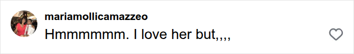 A social media comment reading Hmmmmm. I love her but,,,, about Madonna's wardrobe malfunction during Paris Fashion Week.