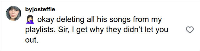 Comment expressing decision to remove Akon's songs from playlists