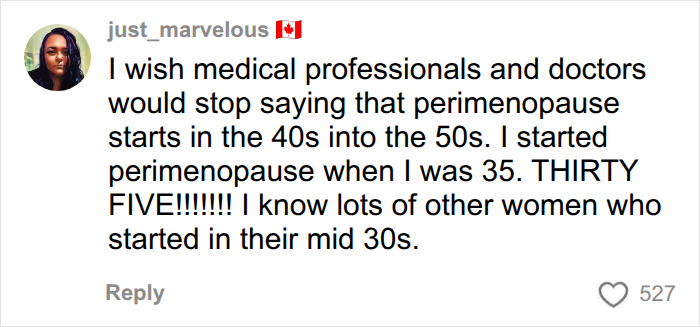 Comment on perimenopause starting in mid-30s, not 40s to 50s Comment on perimenopause starting in mid-30s, not 40s to 50s