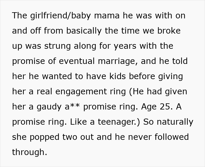 Screenshot of a comment detailing an ex's promise of marriage and kids, relevant to the introverted GF's past. Screenshot of a comment detailing an ex's promise of marriage and kids, relevant to the introverted GF's past.