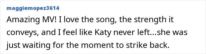 Katy Perry song is an amazing MV that conveys strength, Katy never left.