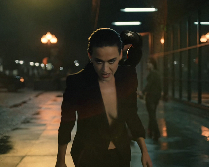 Katy Perry in a horrifying new video, taking aim at her ex Orlando Bloom.