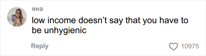 Comment about hygiene in low-income families Comment about hygiene in low-income families